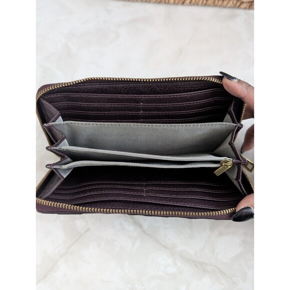 Fossil Wallet Logan RFID Zip Around Leather Chevron Multicolor Boho Western - Picture 10 of 16